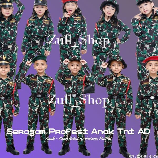Baju Seragam Pdl Tni Anak Laki Laki Perempuan Cowok Cewe Loreng Army Kostum Profesi Seragam Karnaval