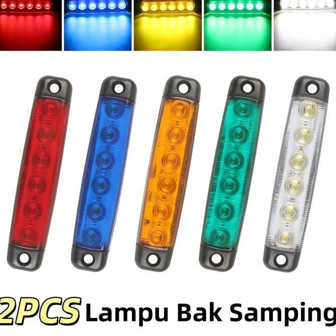 DILEDIU 2PCS Lampu Bak Samping 12/24V Marker Light Lampu Bak Truk 6Led SMD Anti Air Topi Kabin Truk 