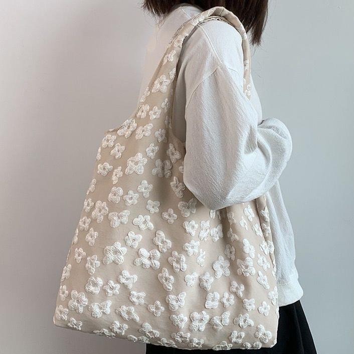 {Ready Stock} Yien Kt01 - Totebag & Make Up Pouch Flower Lace / Totebag Bordir Bunga / Tas Bahu Wani
