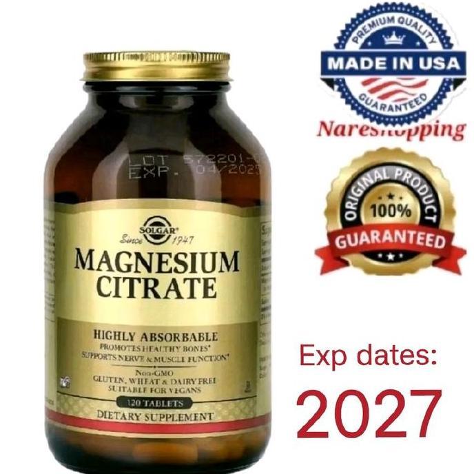 (READY STOCK) Nareshopping Exp dates : December 2027 Solgar Magnesium Citrate 120 Tablet USA - Suple