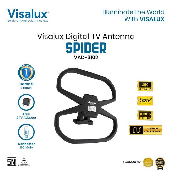TERLARIS - Visalux Spider Digital TV Antenna Indoor Outdoor - Antena Digital Luar Dalam Ruangan deng