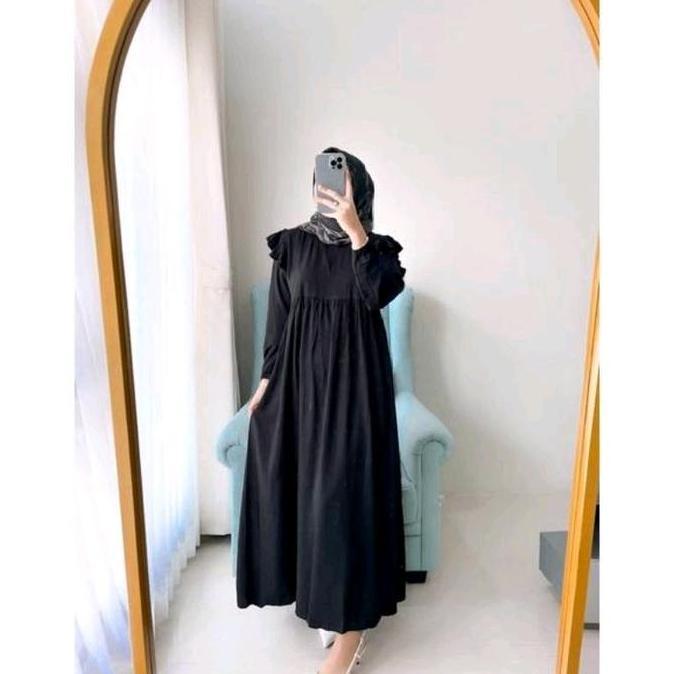 YUK CHECKOUT  azahra midi dress remaja kekinian Polos Putih Crinkle Airflow Wanita YUK CHECKOUT 