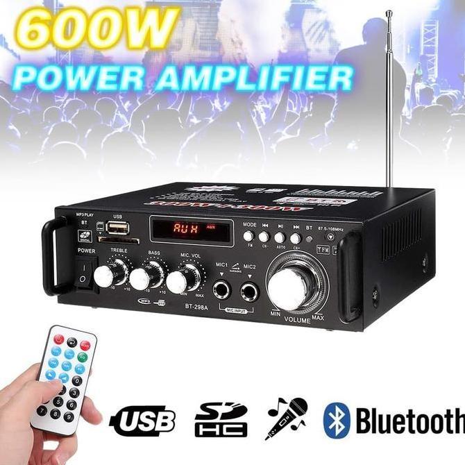 JUNEJOUR BT298A Bluetooth EQ Audio Amplifier Karaoke H Theater FM 600W