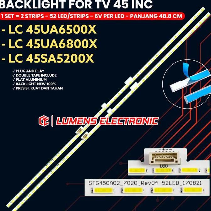 BACKLIGHT TV SHARP 45 INCH LC-45SA5200X LC-45UA6500X LC-45UA6800X STG45AD2_7020_Rev04 52LED_170821