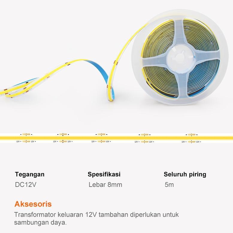 BEST SALE Lampu strip COB 12V/24V Cahaya Kepadatan Tinggi 5 Meter/10Meter Lampu Led Lem Perekat Send