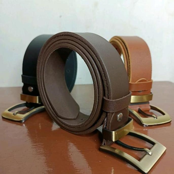 Spuntino- Sabuk Kulit Sapi Asli Nappa Ikat Pinggang Pria Full Kulit Dengan Gesper Stainless Anti Kar