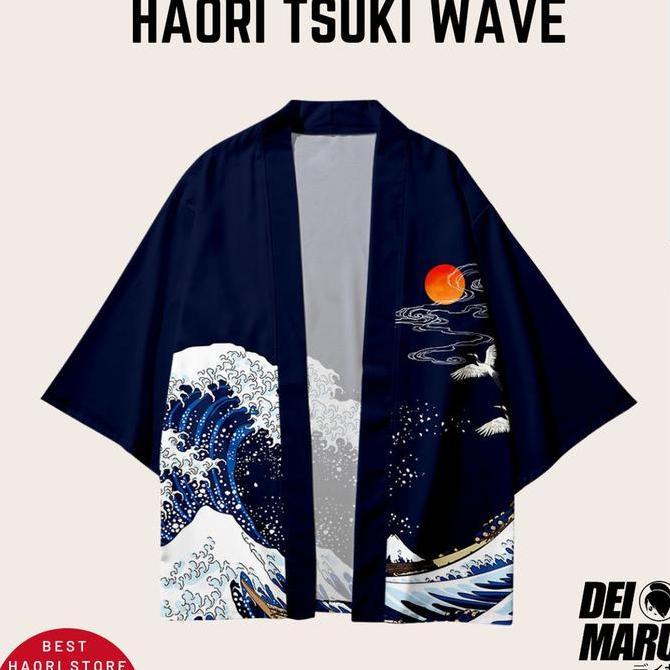 DISKON Kostum Jepang Japan Kimono Cosplay Ombak Ikan  - CT Haori Tsuki Waves Anime DISKON