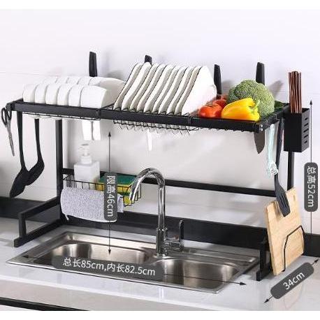 Rak Piring Wastafel 2 Susun Rak Dapur Portable Stainless Steel 85 CM