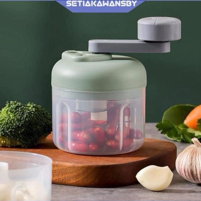 Destrifamel - Mini Chopper Blender Portable Gilingan Mini Bumbu dan Daging Manual Putar Tangan 006