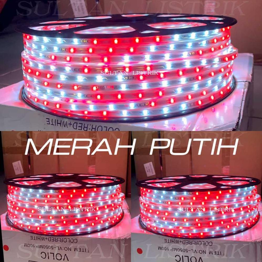 NEW PROMO PAKET 10 & 15 METER LAMPU LED STRIP 5050 PLUS SOKET AC 220V COCOK UNTUK LAMPU PLAFON DAN L