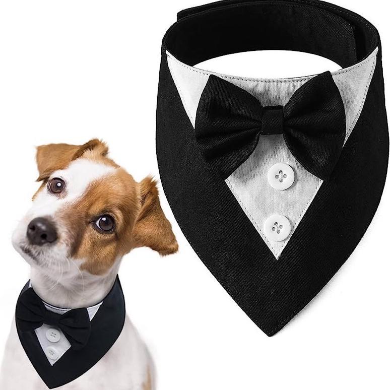 [BIG SIZE AVAILABLE ] Tuxedo Anjing Bandana kucing besar kecil kalung kucing anjing - Tuxedo Bandana
