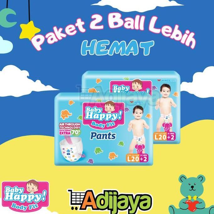 Yongkivons - Promo Paket 2 Ball Baby Happy Pants Popok Bayi Celana M20 / L20 / Xl20 Diapers