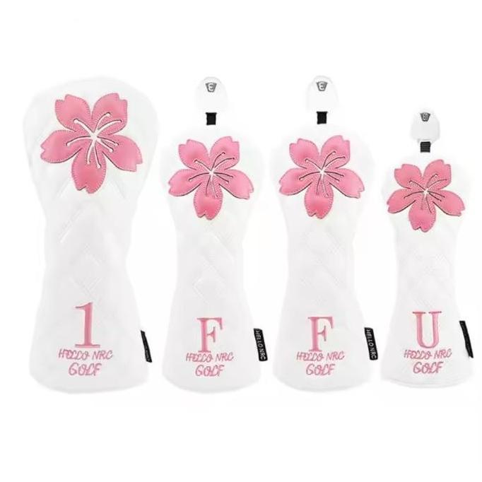 BEBAS ONGKIR - Golf Head Cover Set for Driver Wood Fairway Rescue Hybrid Cherry Blossom Flower Bunga