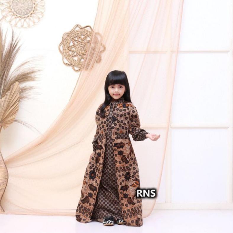 Premium Dress Batik Anak Perempuan Gamis Batik Anak 2-12 Tahun Baju Batik Anak Perempuan Setelan Bat