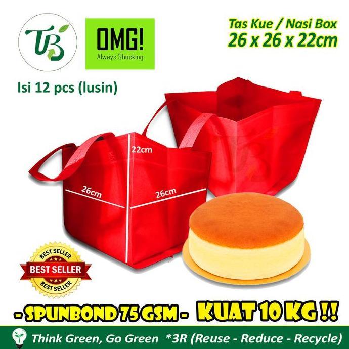 Langsungpas- Goodie Bag Box Cake Tas Kue Nasi Kotak 25Cm Spunbond Bukan Paperbag