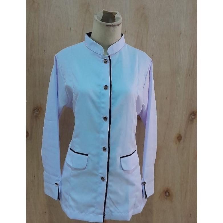 Premium Baju Dinas Putih Wanita Kancing Garuda/Baju Putih Asn/Request Bordir Nama