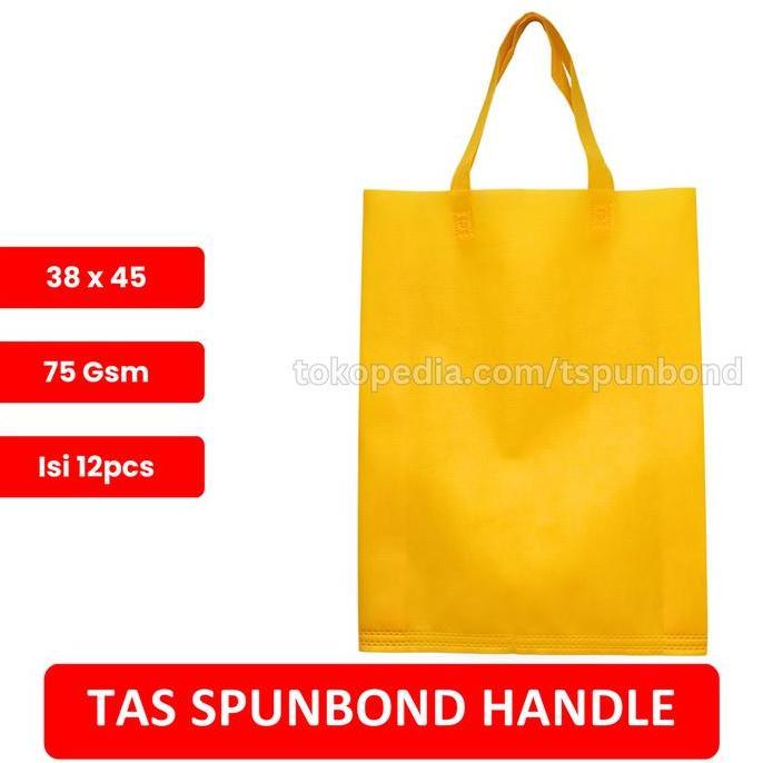 Langsungpas- Goodie Bag Spunbond Handle Lusinan 38X45 / Tas Press Handle (Kuning Kunyit)
