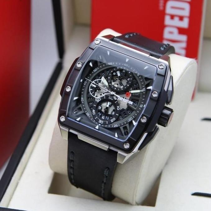 EXPEDITION E6815 E 6815 JAM PRIA ORIGINAL LEATHER STRAP BLACK STEEL