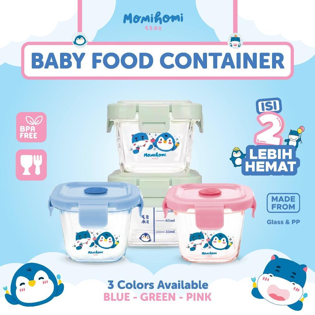 {KACA KUALITAS PALING TAHAN PANAS} MOMI HOMI Food Container Mpasi Bayi Wadah Mpasi Kaca Tempat Makan