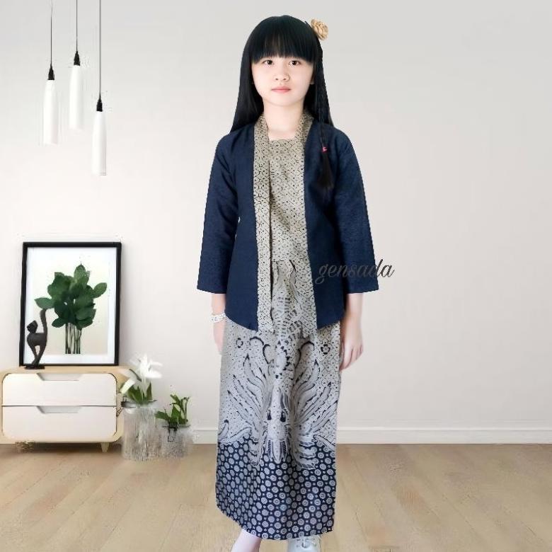 Viral  Baju Adat Kebaya Setelan Anak Kartini /Kartini Lengan Panjang Rok Batik Original/Baju Encim A
