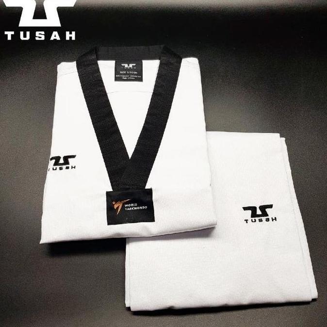 Seragam Taekwondo TUSAH DOBOK Taekwondo black V neck kerah hitam