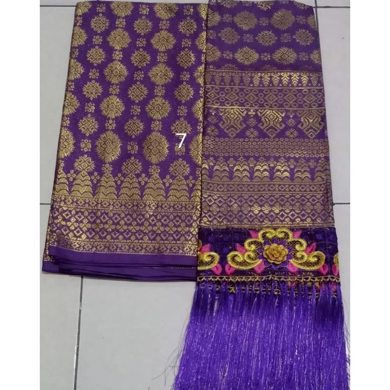Termurah Songket Mesin Palembang Motif Lepus Bordir Rumbai