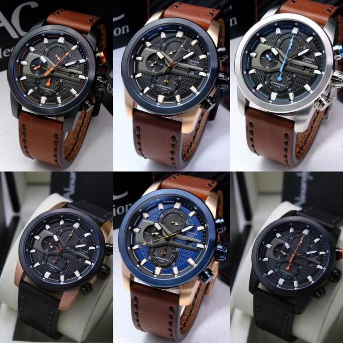 ALEXANDRE CHRISTIE AC6562 AC 6562 SILVER LEATHER JAM TANGAN ORIGINAL