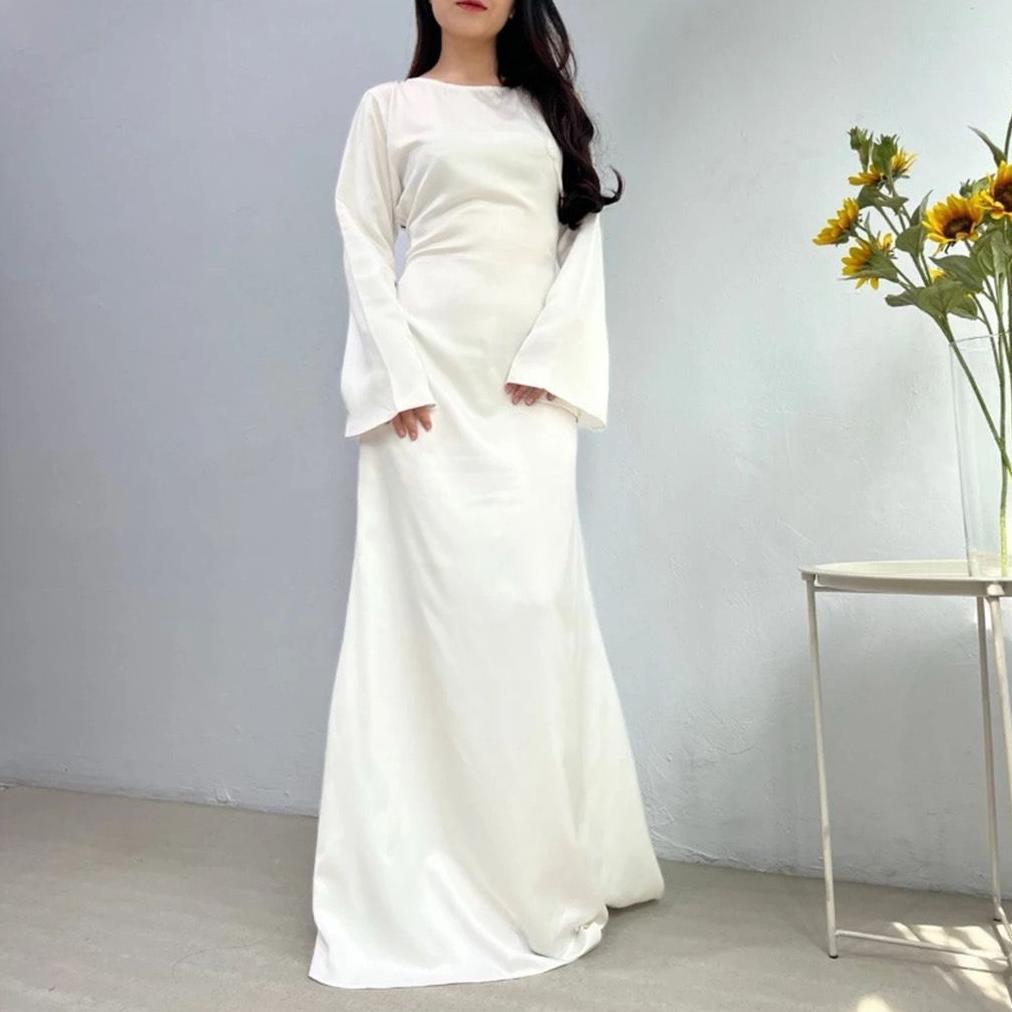 Kiana Dress | Gamis Polos Simpel | Dress Satin Kondangan | Gamis Bridesmaid Wanita Polos | Dress Sat