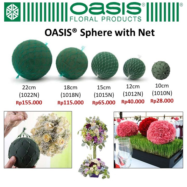 Oasis Sphere With Net 10cm 1010N Oasis Bulat Mini 10cm Foam Basah