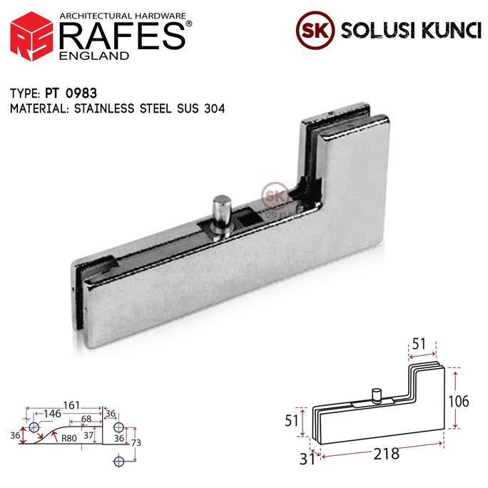 Patch Fitting Penjepit Pintu Kaca Pt 40 Rafes Stainless Steel Sus 304