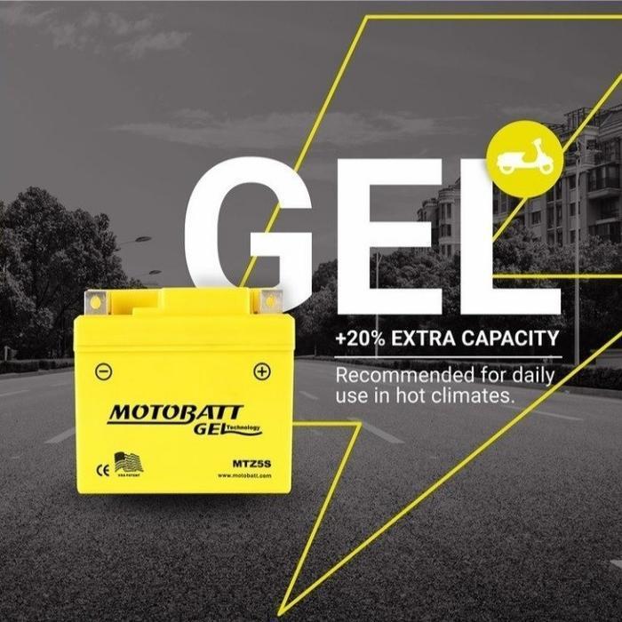 Aki Motor Mio Gt, Mio Soul Gt, Mio J, Mio M3, Mio Z, Fino, Freego Motobatt Mtz5S Aki Kering Gel Orig