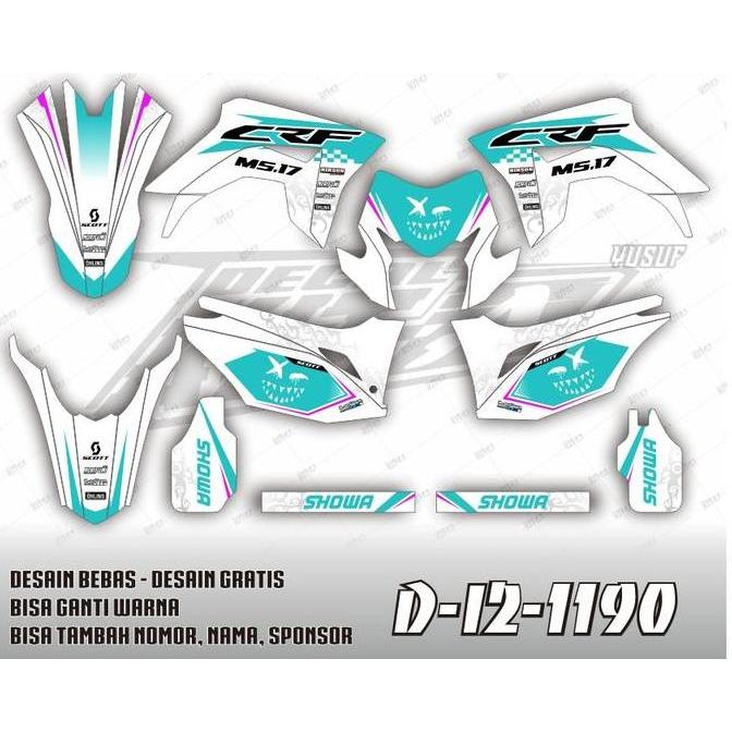 Decal Sticker - Stiker Dekal Honda CRF 150 L MOTIF SIMPLE PUTIH TOSCA I2-1190