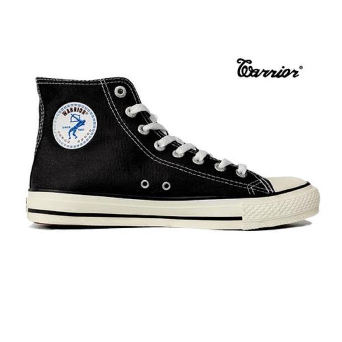 Sneakers Pria Sepatu Warrior Sparta Allstar Hc / Sepatu Warrior Sparta Hitam Putih Tinggi Black Kare