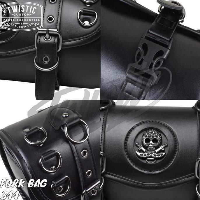 Fork Bag 344 Tas Kulit Side Bag Saddlebag Depan Belakang Samping Motor Harley Davidson Vulcan 650 Ho