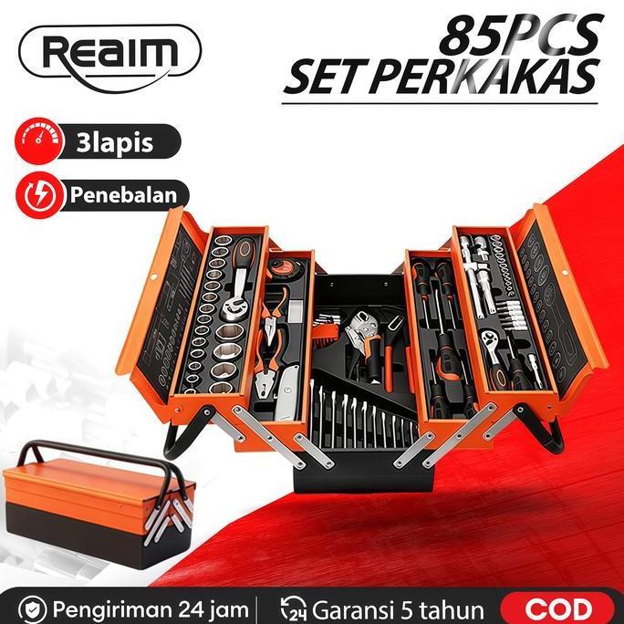 Diskon Ramadan 30% Perkakas Set Tool Box Set Kunci Set Lengkap 85PCS Tool Kit Set Perkakas Lengkap d