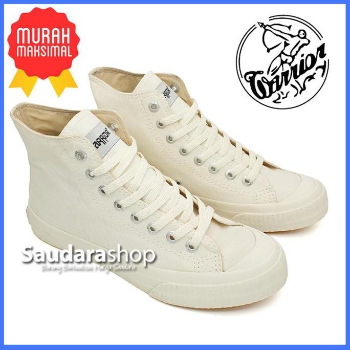 Sepatu Pria Sepatu Warrior Venus Black White High / Warrior Venus Hitam Putih Hc Karet Casual