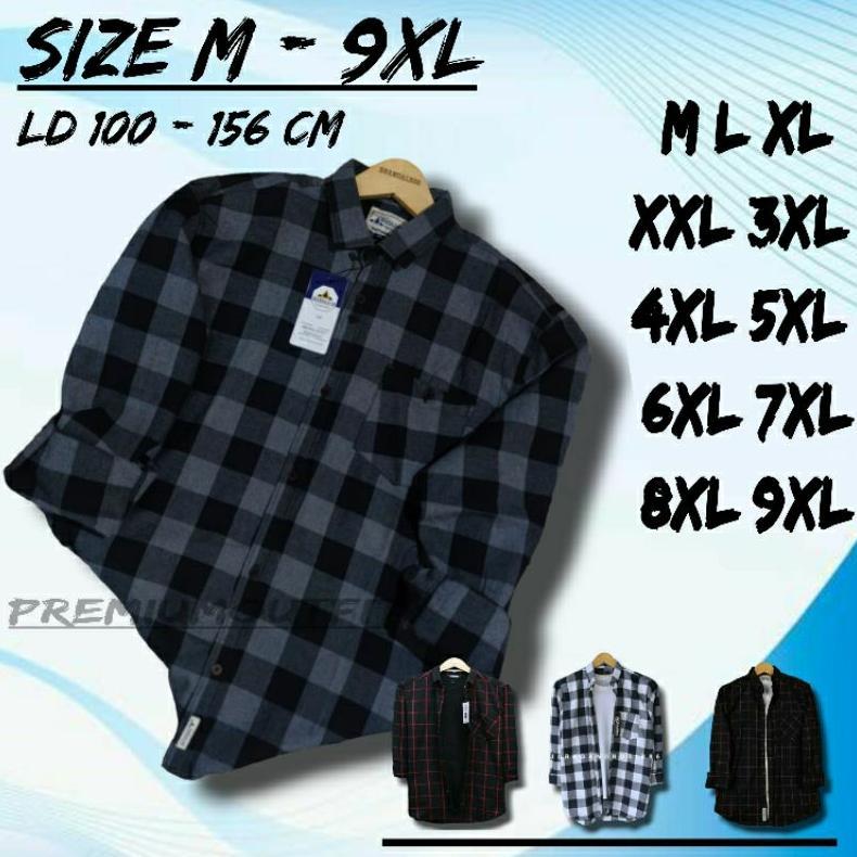 BEST SELLER KEMEJA FLANEL KOTAK KOTAK LENGAN PANJANG PRIA ATASAN WANITA STANDAR JUMBO OVERSIZE BIG S