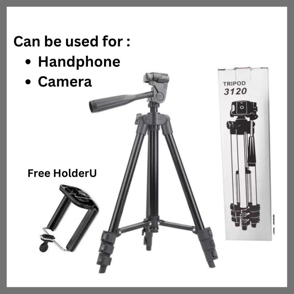 BEST SALE Tripod 3120 Tinggi1 Meter With Hp Stabilizer Stand Holder Handphone, Camera Konten Kreator
