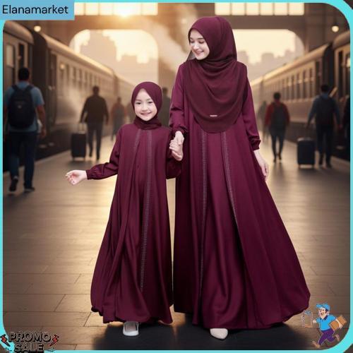Gamis  Abaya Couple Ibu Dan Anak Perempuan Warna Putih Terbaru Cocok Jalan & Acara Formal Produk Ter