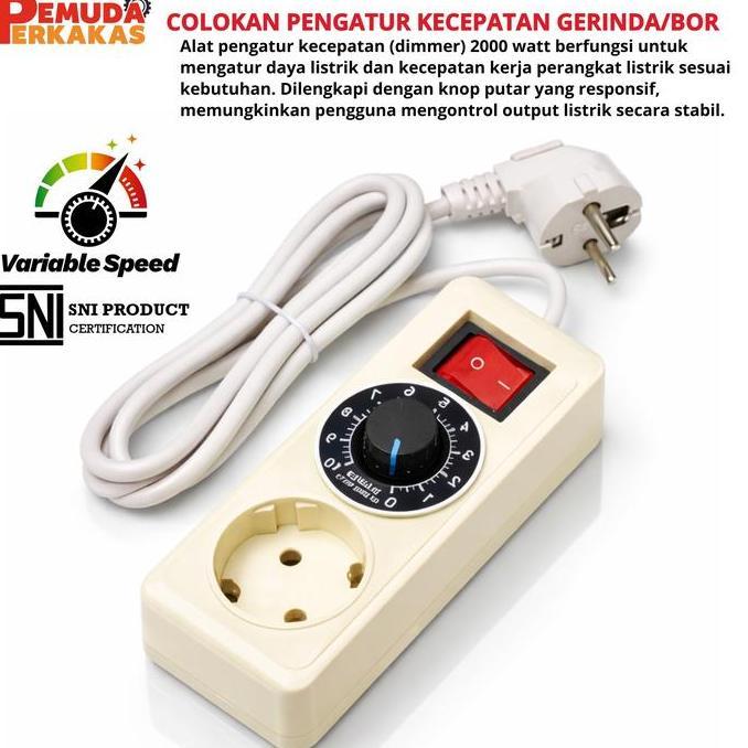 Dimmer Alat Pengatur Kecepatan Gerinda Mesin Bor Colokan Stop Kontak 2000 Watt