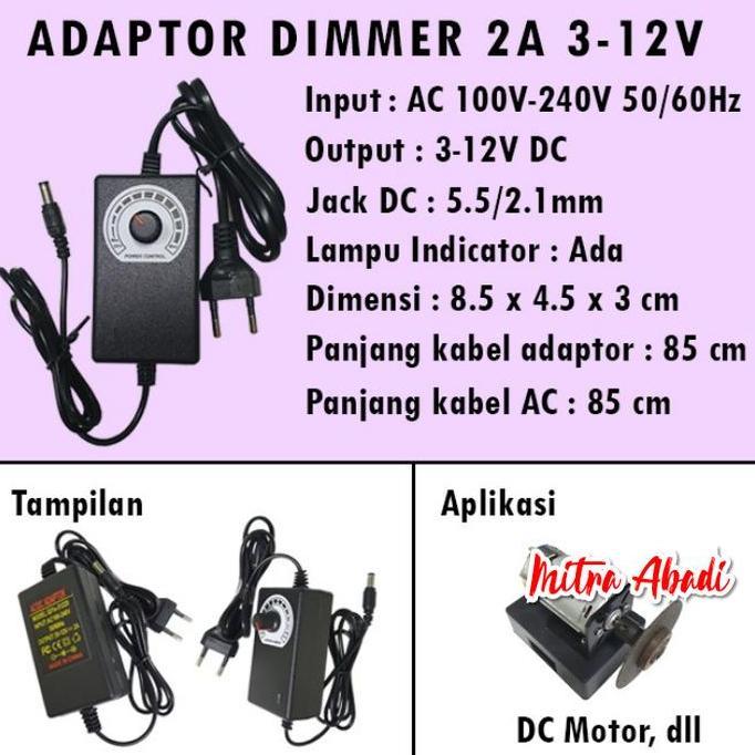 Adjustable Power Adapter Dimmer / Adaptor Dimmer 2A AC - DC 3 - 12V