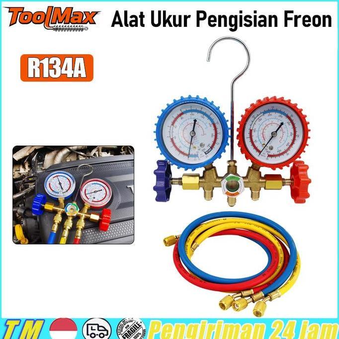 Testing Manifold Double Multi R22 R134 Pengisian AC Mobil 220 / 500 / 800 psi KUALITAS TINGGI Alat P