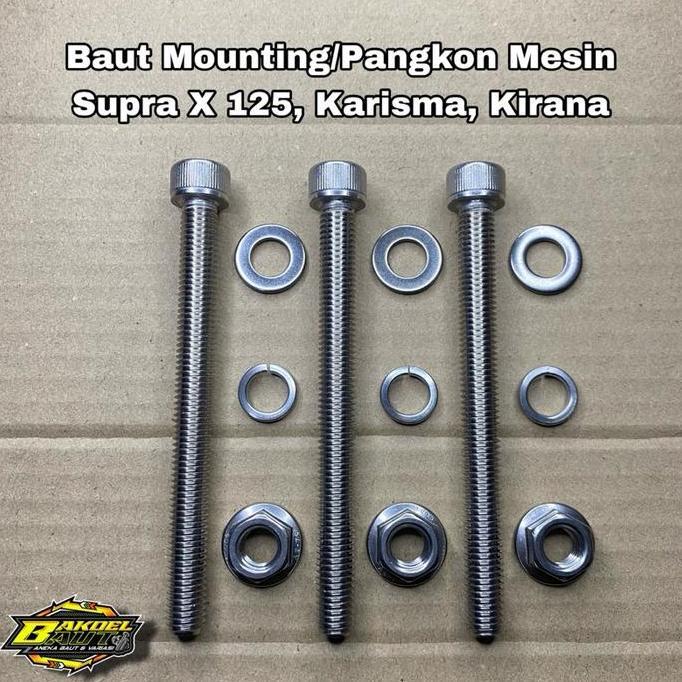 Baut Mounting Pangkon Dudukan Mesin SUPRA X 125 KARISMA KIRANA Baut L Stainless Anti Karat 100% Stai