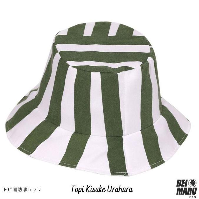 URAHARA HAT TOPI ANIME COSPLAY MANGA BLEACH BUCKET CAP GREEN WHITE