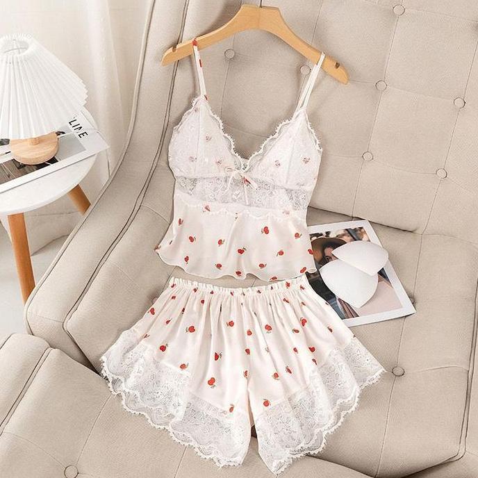 Idham_Bestt - Camile - One Set Setelan Baju Tidur Lingerie Sexy (Tanktop + Celana Pendek) Lembut Hal