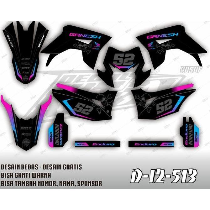 Decal stiker crf 150l Dekal sticker honda crf hitam list biru pink full body supermoto D-I2-1672 D-I