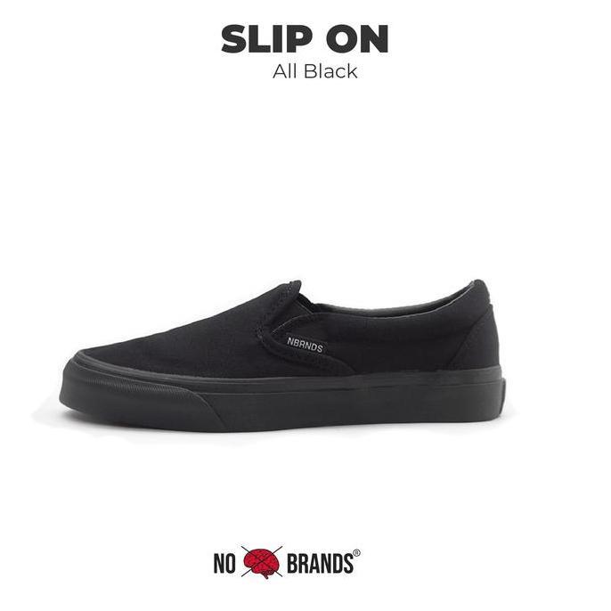 Slip On Pria Nobrands Sepatu Slip On Selop Full Black  Local Pride Sepatu Sneakers Pria Wanita Flat 