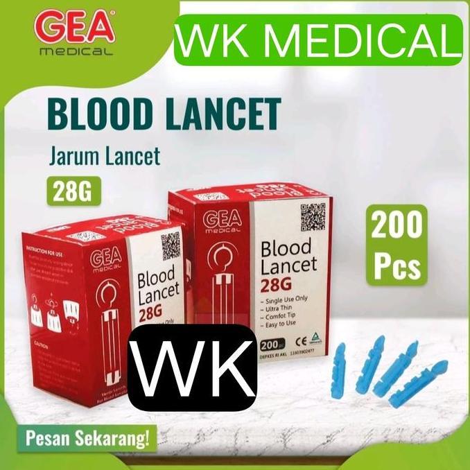 200 Blood Lancet GEA JUMBO jarum lancet / jarum Cek gula Darah, kolest
