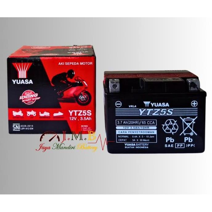 TERMURAH - Aki Motor Yuasa YTZ5S Aki Kering Untuk Beat, Scoopy,  Supra, Vario 110