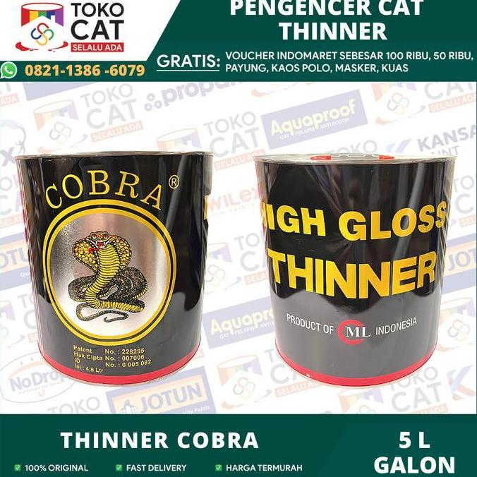 NEW THINNER COBRA HITAM KALENG 5 LITER GALON / PENGENCER CAT / THINER 5 L